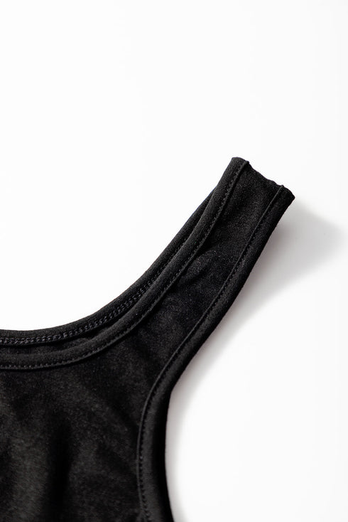 Black Peekaboo Wide Leg Square Neck Sleeveless Jumpsuit